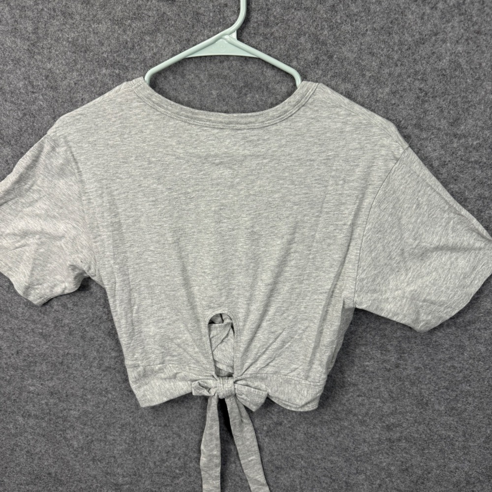Aerie Womens Heather Gray Cotton Wrap Front Tie Hem Crop Top Tee XS NWT - Picture 6 of 10